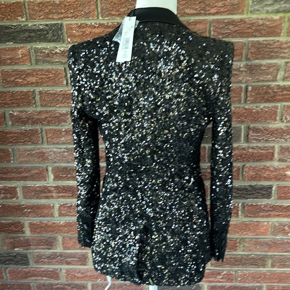 ALICE + OLIVIA Breann Sequin Fitted Blazer Black Size 2 NWT - Picture 9 of 12
